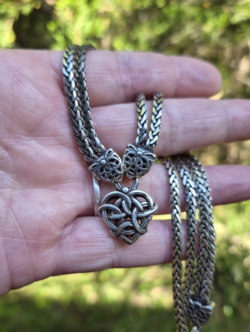 Brighton Retired Celtic Knot Heart 2 Strand Chain Necklace Silver Plated